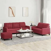 Sofa Sofos komplektas su pagalvėlėmis, 3 dalių, vyno, dirbtinė oda kaina