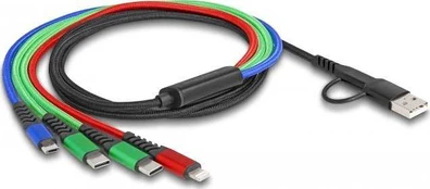 Kabelis USB Delock Delock USB Ladekabel 4 in 1 USB Type-A + USB-C zu Lightning / Micro USB / 2 x USB Type-C 1,20 m
