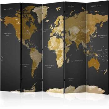 Artgeist Pertvara - Room divider - World map on dark background