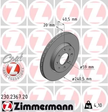 Stabdžių diskas ZIMMERMANN 230.2367.20
