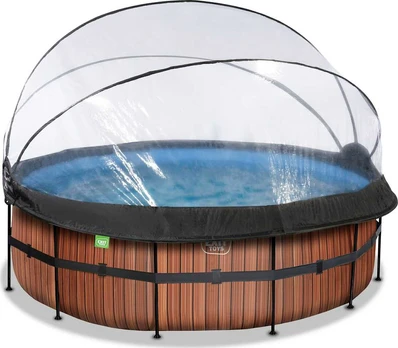 EXIT Wood pool ø427x122cm with sand filter pump and dome - ruda