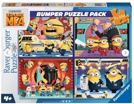 Ravensburger 2D dėlionė Minions 4x100 dalių