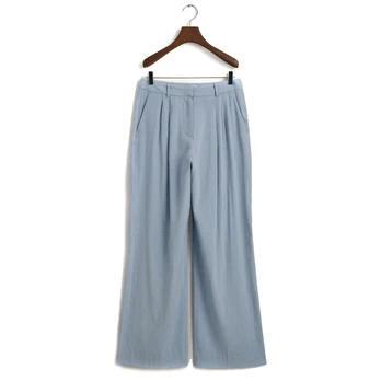 Kelnės moterims, Mėlyna, REL STRETCH LINEN TAILORED