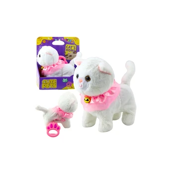 Interactive Kitten on a Leash Pink Ruffle Tinkerbell Walks Meows