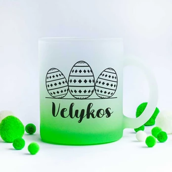Stiklinis matinis puodelis "Velykos"