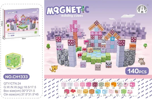 Magnetinių kubelių rinkinys 140 vnt
