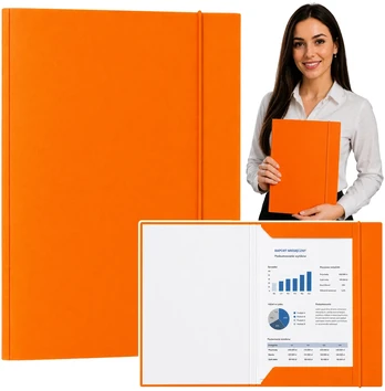 Lean Cardboard Folder with Elastic Band, Lacquered, A4, 300g/m2, Oranžinis