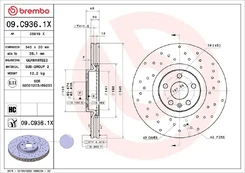Stabdžių diskas BREMBO 09.C936.1X kaina