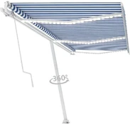 Markizė su led/vėjo jutikliu, mėlyna/balta, 600x300cm kaina