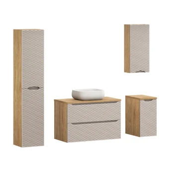 Vonios baldų komplektas Ocean Beige, 90 cm, smėlinė