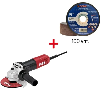 Elektrinis kampinis šlifuoklis FLEX L850 125mm su Razor diskais, 100vnt.