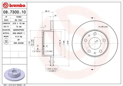 Stabdžių diskas BREMBO 08.7300.10 kaina