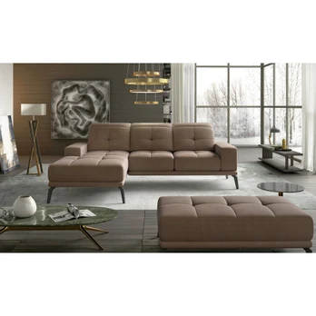 Komplektas kampinė sofa ir pufas Torrense ruda