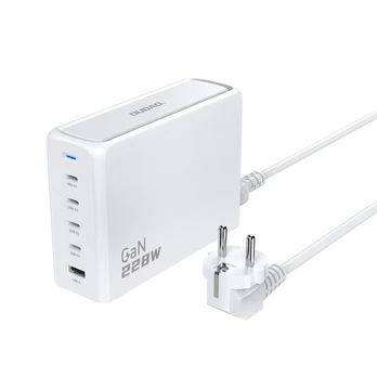 Dudao A228EU GaN įkroviklis 1x USB-A 4x USB-C PD 228W - baltos spalvos