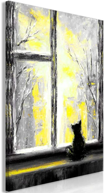 Artgeist Paveikslas - Longing Kitty (1 Part) Vertical Geltona