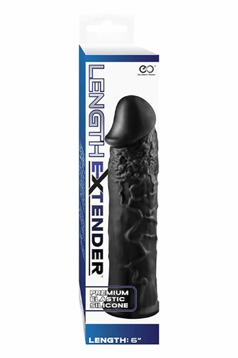 LENGTH EXTENDER SLEEVE 6 INCH BLACK - Silicone Extension System
