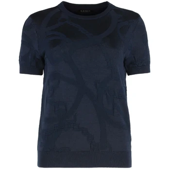 Megztinis moterims, Mėlyna, Eyelah-short sleeve-pullover