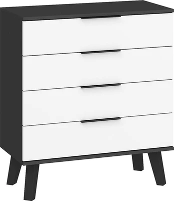Komoda Sven 4S, juoda/balta