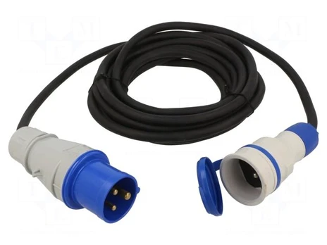 Extension lead | 3x2.5mm2 | Sockets: 1 | rubber | black | 5m | 16A | EXTREM