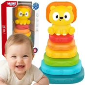 WOOPIE BABY Sensory Pyramid Tower Puzzle Lion 6m+ kaina