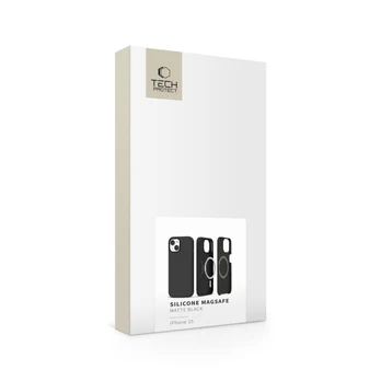 Juodas dėklas Apple iPhone 15 telefonui "Tech-Protect Silicone Magsafe"