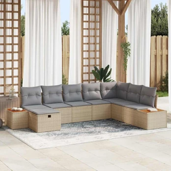 8 dalių sodo sofa su pagalvėlėmis smėlinės poli ratanų