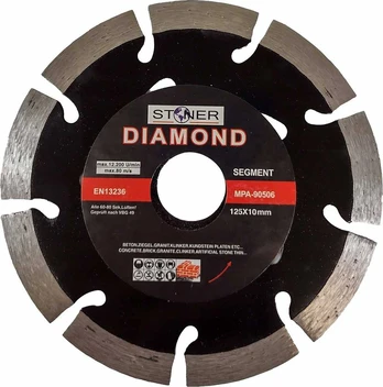 SILVER Sidabrinis Sidabrinis DEIMANTINIS DISKAS STONER 125mm SEGMENTINIS