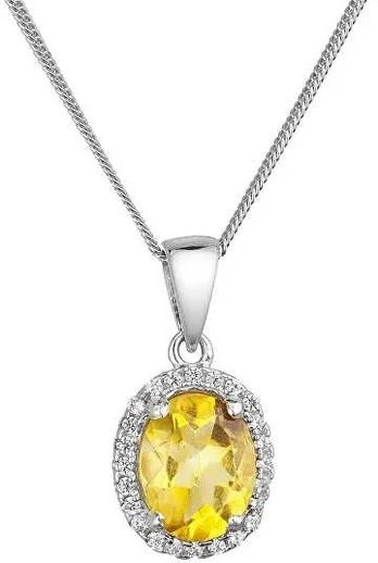 Evolution Group Sparkling sidabrinis pakabukas with genuine citrine and zircons 12086.3