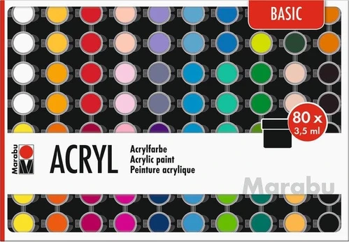 Akriliniai dažai Basic 3,5ml 80vnt - Marabu