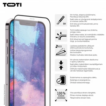 Aps. Stiklas 3D iPhone 15/15 Pro (Toti Premium)