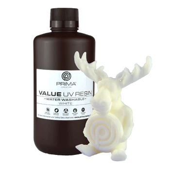 PrimaCreator Value vandeniu plaunama UV derva - 1000ml - Balta