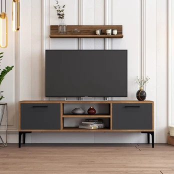 Svetainės baldų komplektas Kalune Design Riga, vidaus, riešuto/antracito