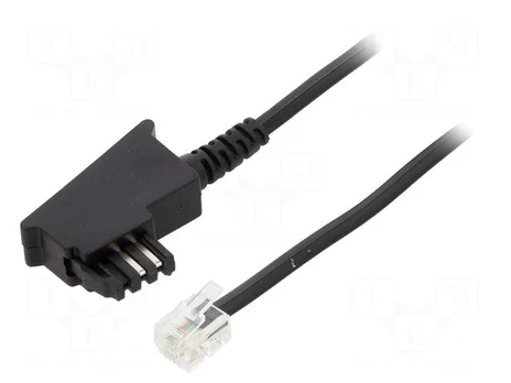 Cable: telephone | RJ11 plug,TAE F plug | 6m | black | Insulation: PVC