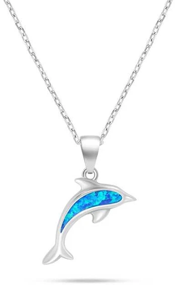 Brilio Silver Beautiful Dolphin Sidabrinis Necklace with Opal NCL166WB