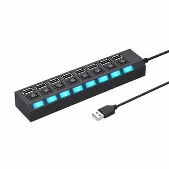 USB šakotuvas 7 prievadai, juodas, 1 vnt.