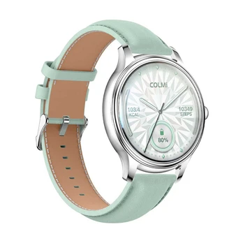 Smart Watch COLMI L28 (Silver-Green + green leather strap)