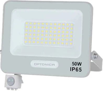 50W LED prožektorius su judesio davikliu, baltas, 4000K