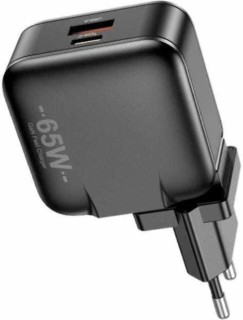 AWEI ład. siec. PD55-EU 65W USB + USB-C juoda/juodas GaN