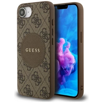 Guess 4G Circle Classic Logo MagSafe dėklas iPhone 16e - rudas