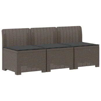 3-vietė sodo sofa su pagalvėlėmis, Rattan išvaizda PP