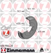 Stabdžių būgnas ZIMMERMANN 600.1964.20 kaina
