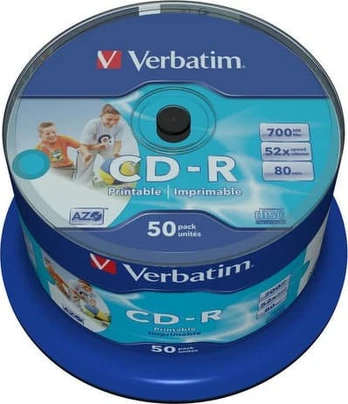 Verbatim CD-R 52x 700MB 50P CB Printable 43438