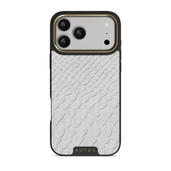 Glacial Desert - White Snakeskin iPhone 17 Pro Max Case, Elite Dark (MagSafe) / Gold