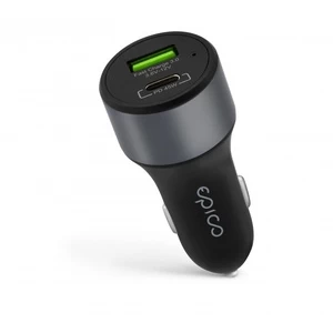 Įkroviklis Epico 45W PD CAR, USB-C/USB-A, pilka, 45 W