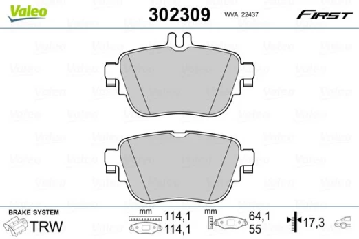 Stabdžių trinkelių rinkinys, diskinis stabdys VALEO 302309