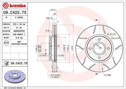 BREMBO 09.C422.75 Brake Disc