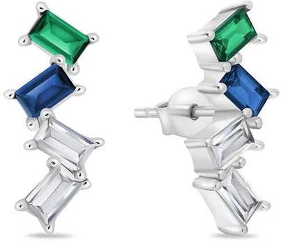 Brilio Silver Brilio Sidabrinis Stylish sidabrinis earrings with colored zircons EA1011WRBW