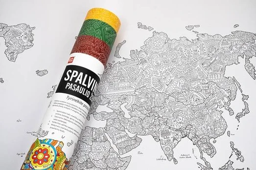 Spalvinamas pasaulio žemėlapis (58,5 x 84 cm)