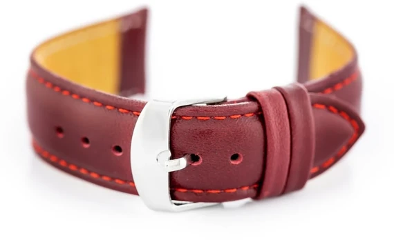 Pacific W83L leather watch strap - maroon - 20mm