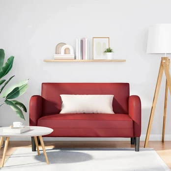 Loveseat sofa, vyno raudona, 110cm, dirbtinė oda